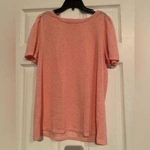 Loft blouse. Red and pink stripes. Cute sleeves